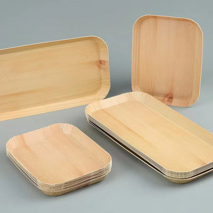 Disposable Wood Grain Plates - Wedding & Party Tableware