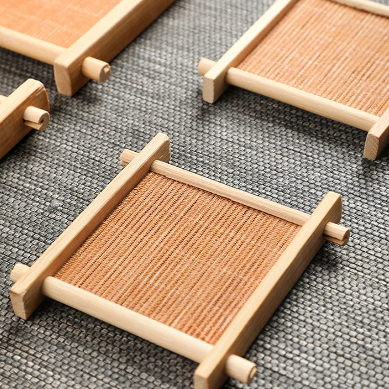 Bamboo Square Tea Coaster Heat-resisting And High-Temperature Cup Mats Table Protector Reusable Wood Accessory Decor