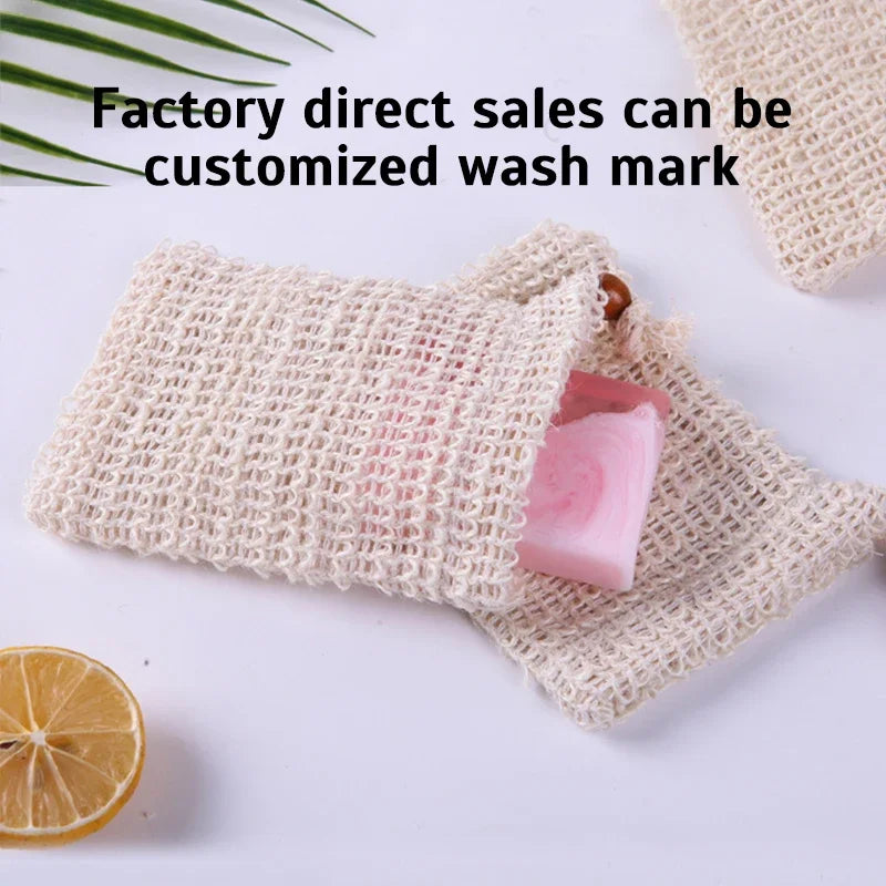 5Pcs Sisal Soap Saver Bag Exfoliating Mesh Pouch Eco Friendly Natural Zero Waste Foaming And Scrubbing Sisal Bag FOR Bathroom
