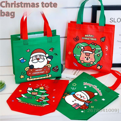 Christmas Tote Bags 5/10Pcs - Eco-Friendly Party Favors