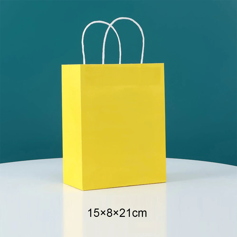 Paper Bags: Candy Colorful Kraft Paper Bags - 5/10/15/20/25pcs with Handles