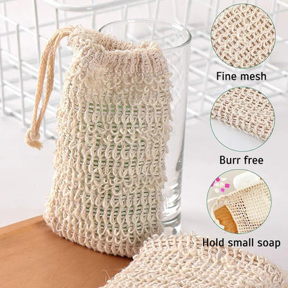5Pcs Sisal Soap Saver Bag Exfoliating Mesh Pouch Eco Friendly Natural Zero Waste Foaming And Scrubbing Sisal Bag FOR Bathroom
