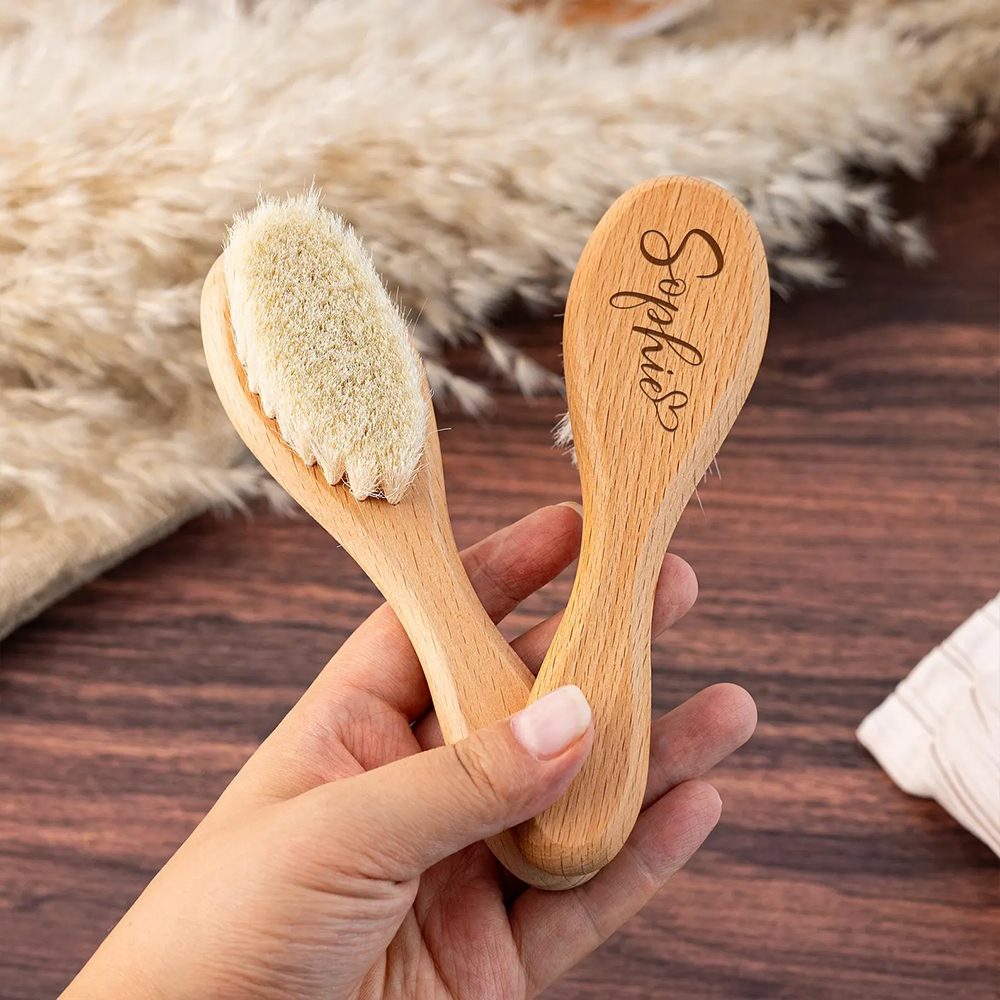 Custom Wooden Baby Hairbrush - Engraved Keepsake Gift