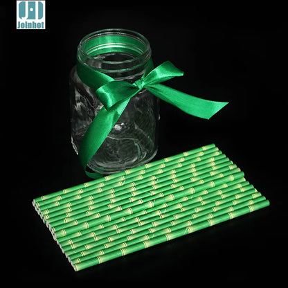 200 pieces Green bamboo paper straw for drinking  biodegradable drinking straws kitchen accessories