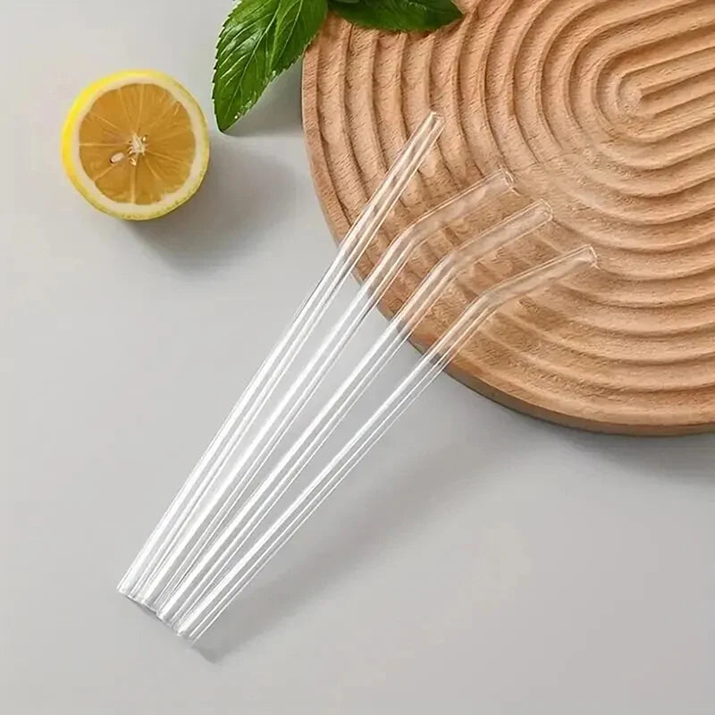 Reusable  Set High Borosilicate Smoothie Cocktails Straw Healthy Eco Friendly Drinking Straw With Cleaning Brush