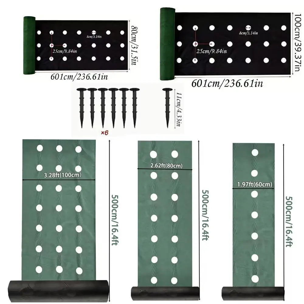 Pre-punched Holes Perforated Grass Proof Cloth Double Layer Breathable Permeable Weed Barrier Cloth Biodegradable