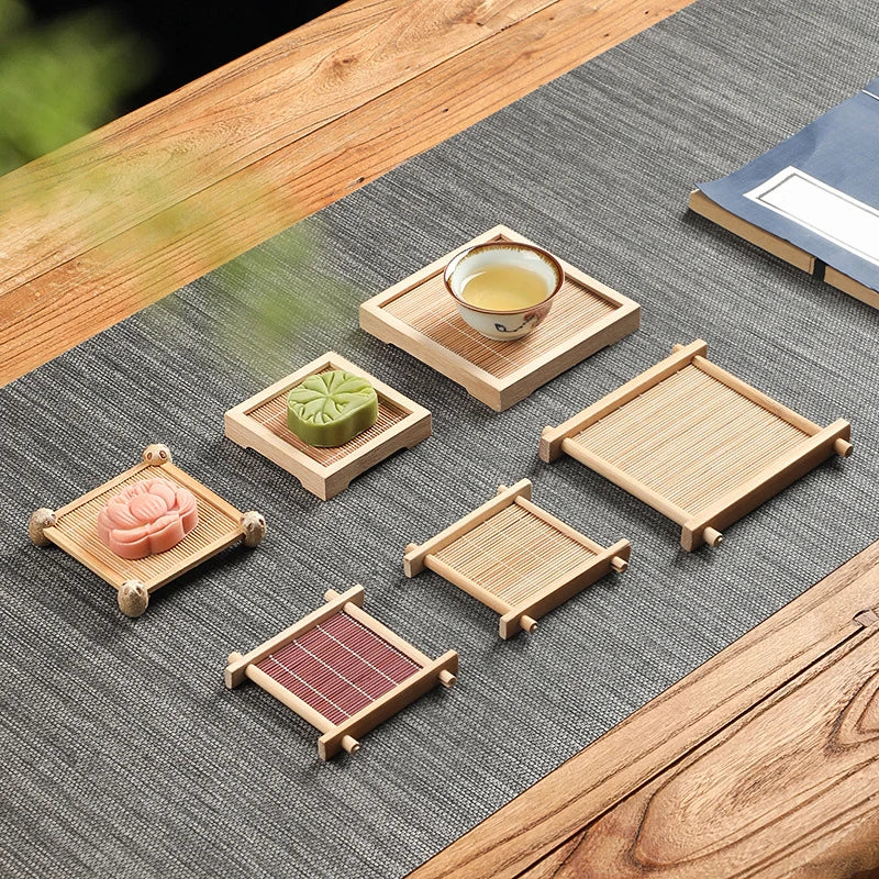 Bamboo Square Tea Coaster Heat-resisting And High-Temperature Cup Mats Table Protector Reusable Wood Accessory Decor