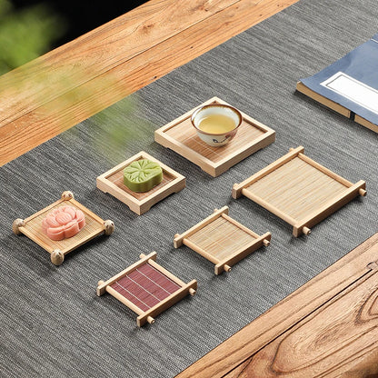 Bamboo Square Tea Coaster Heat-resisting And High-Temperature Cup Mats Table Protector Reusable Wood Accessory Decor