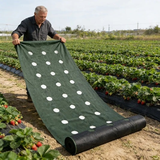 Pre-punched Holes Perforated Grass Proof Cloth Double Layer Breathable Permeable Weed Barrier Cloth Biodegradable