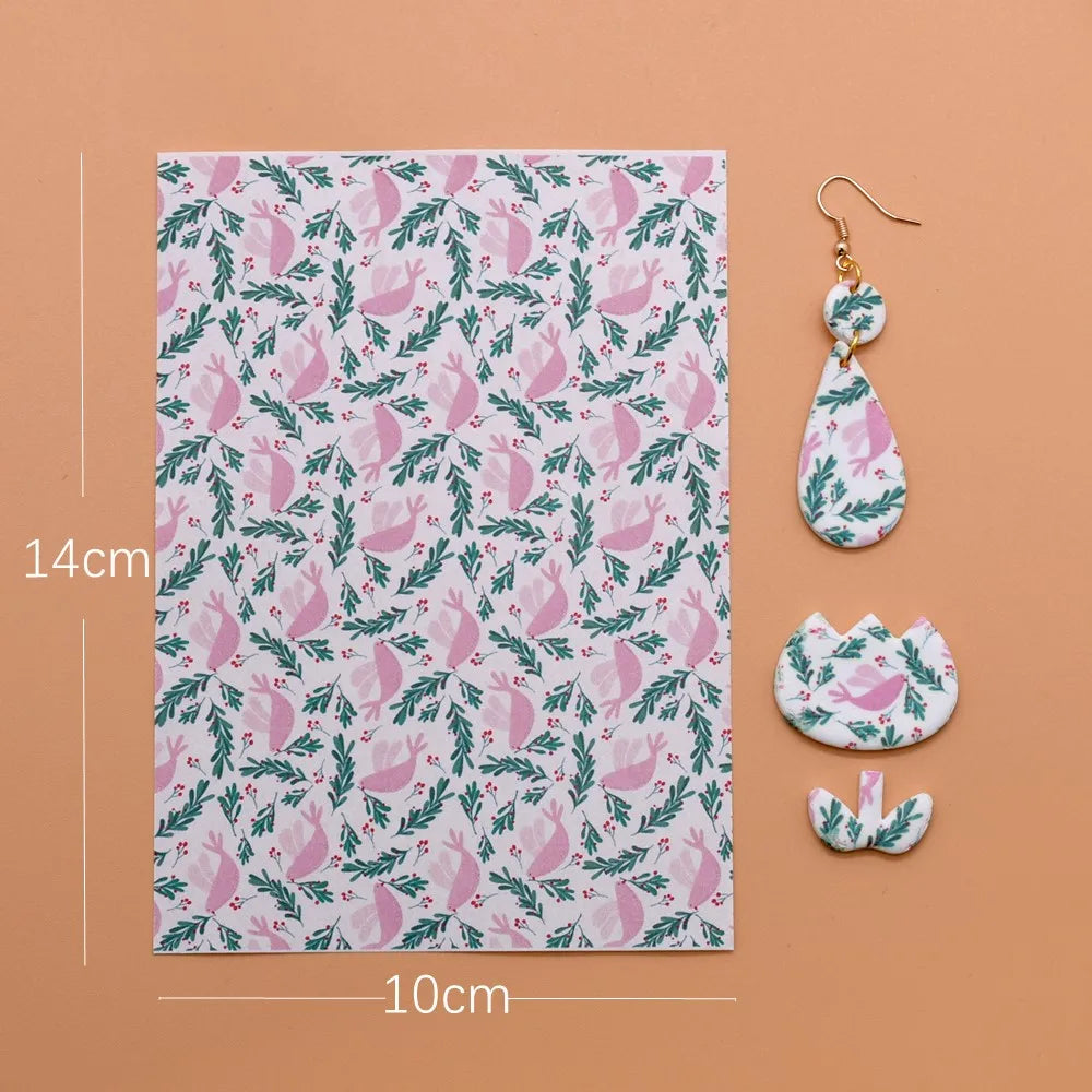 Transfer Paper for Polymer Clay - Forest Floral Design