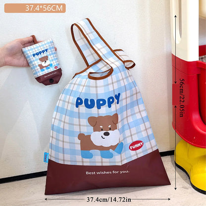 Cute Large Capacity Shopping Bag Supermarket Eco-Friendly Bag Foldable Tote Pouch Easy To Carry Bag Together Cartoon Handbag