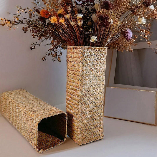Handmade Woven Flower Vase - Creative Basket Decor