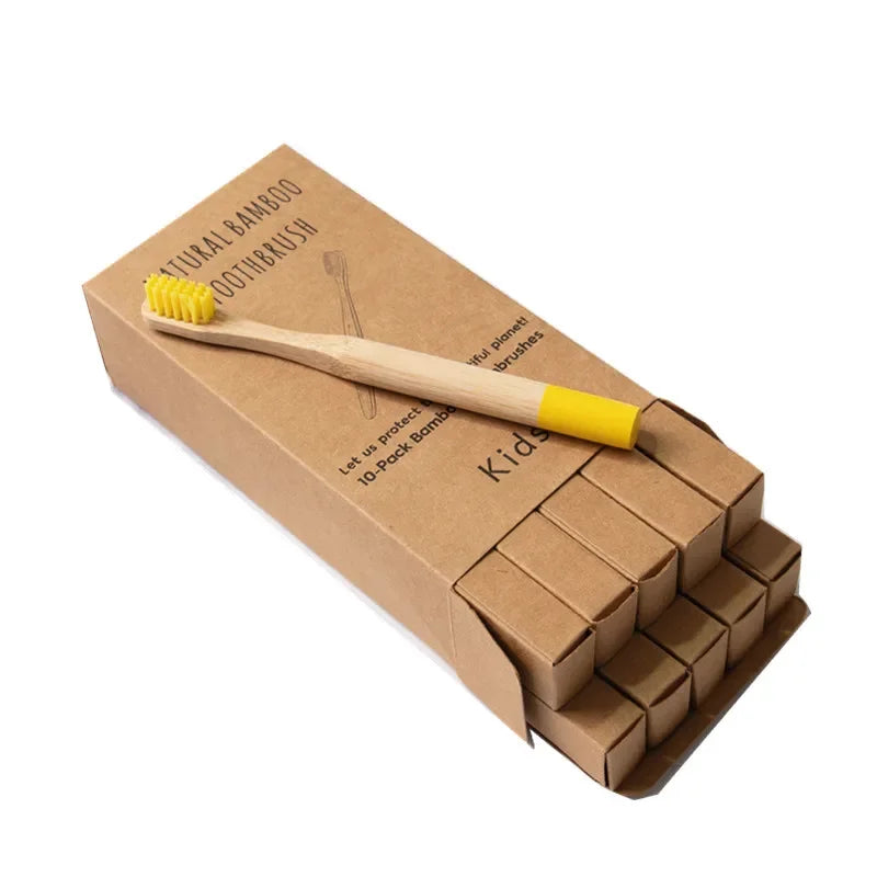 Bamboo Toothbrush 10Pcs Eco-Friendly Soft Bristle Charcoal