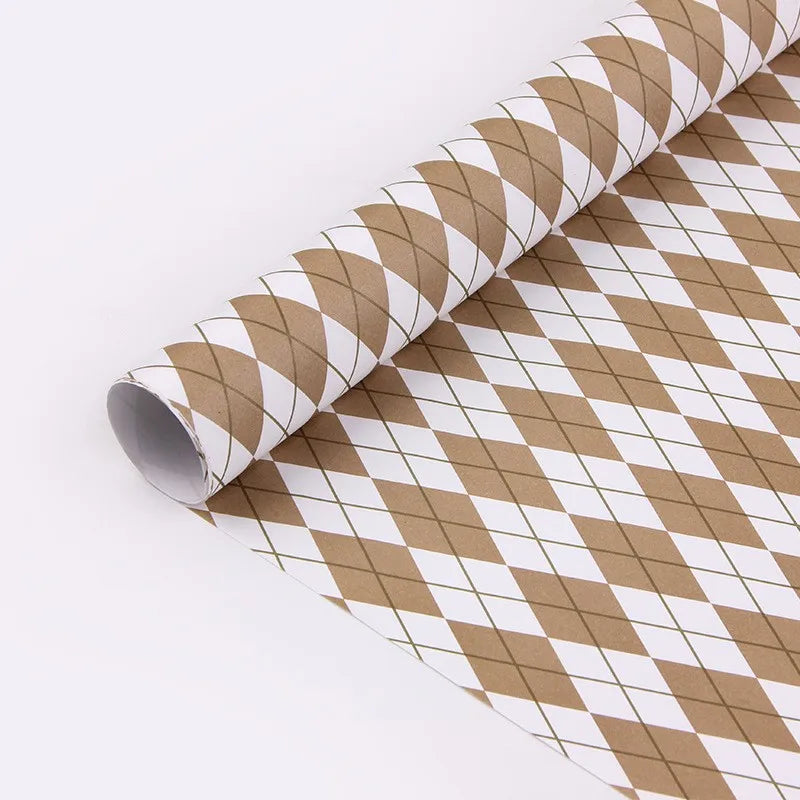 Gift Wrap Paper - Striped Kraft for Christmas & Birthdays