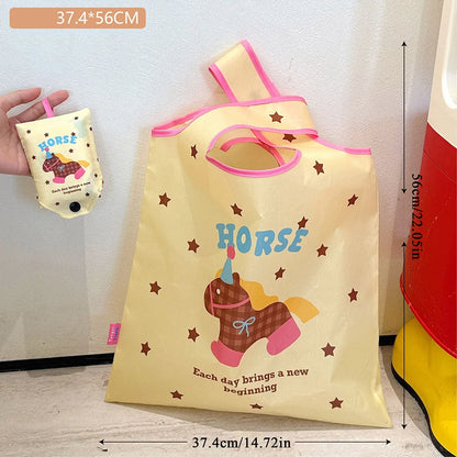Cute Large Capacity Shopping Bag Supermarket Eco-Friendly Bag Foldable Tote Pouch Easy To Carry Bag Together Cartoon Handbag