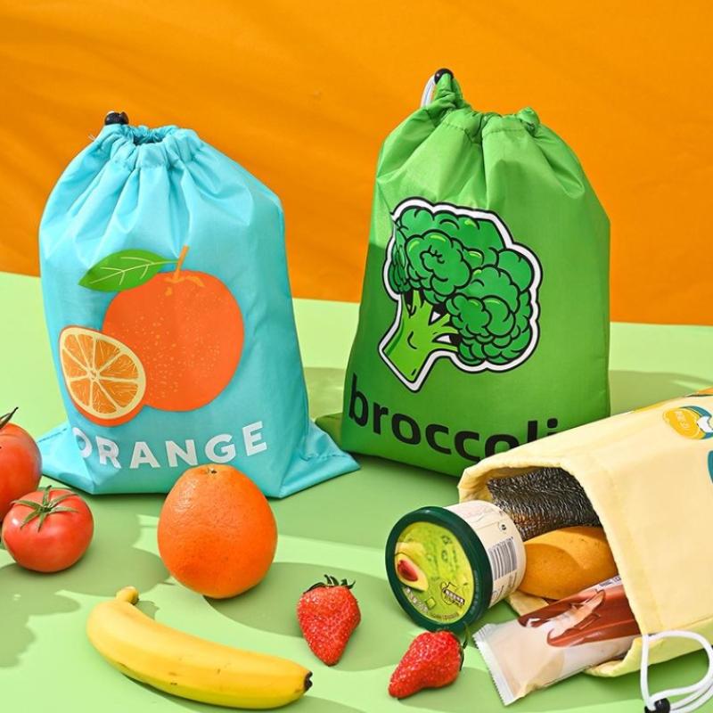 Drawstring Bag - Fruit & Veggie Reusable & Insulated Bags 