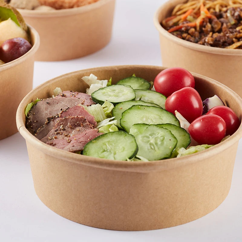 Kraft Paper Bowls 15pcs - 500ml/750ml Salad & Snack Containers