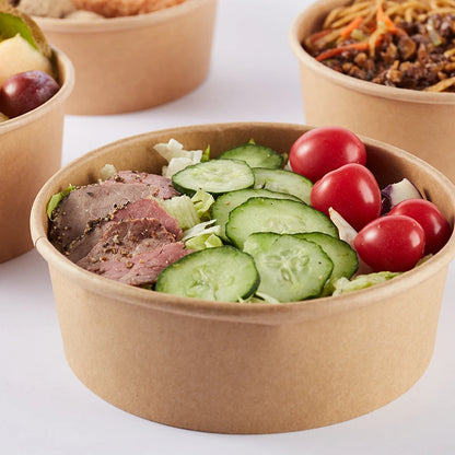 Kraft Paper Bowls 15pcs - 500ml/750ml Salad & Snack Containers