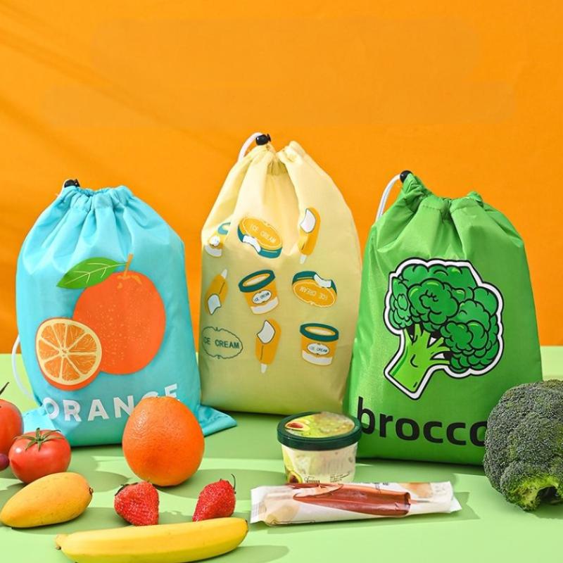Drawstring Bag - Fruit & Veggie Reusable & Insulated Bags 