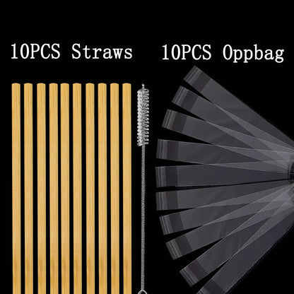 Natural Bamboo Drinking Straw 7.8" Eco-friendly Reusable Straws Dishwasher Safe Durable Compostable Straws come with Clean Brush