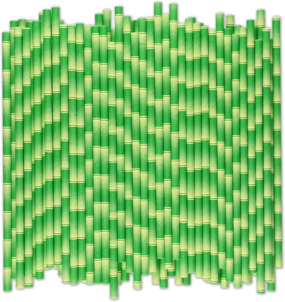 200 pieces Green bamboo paper straw for drinking  biodegradable drinking straws kitchen accessories