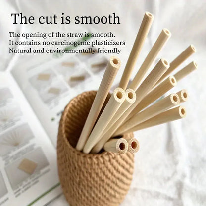 Natural Bamboo Drinking Straw 7.8" Eco-friendly Reusable Straws Dishwasher Safe Durable Compostable Straws come with Clean Brush