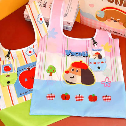 Cute Large Capacity Shopping Bag Supermarket Eco-Friendly Bag Foldable Tote Pouch Easy To Carry Bag Together Cartoon Handbag