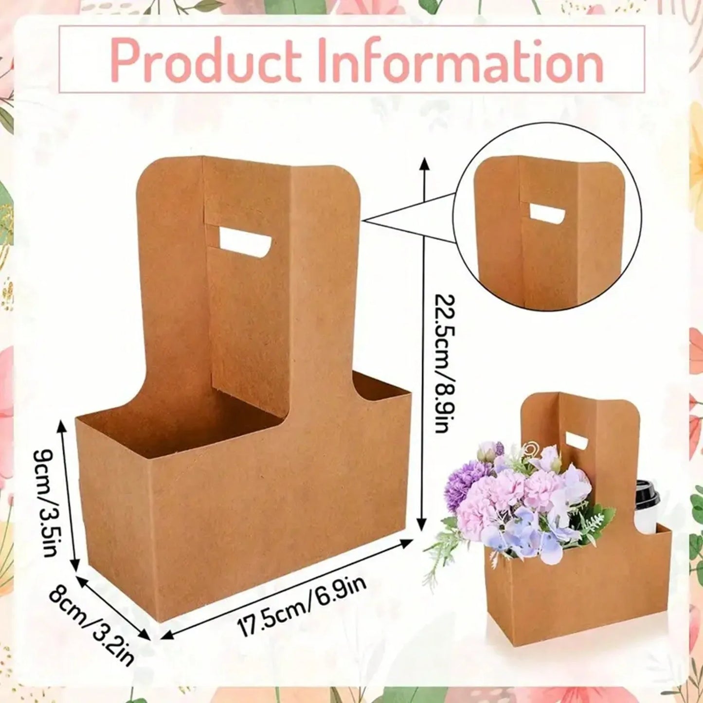 Kraft Paper Flower Bouquet Gift Bags with Handle