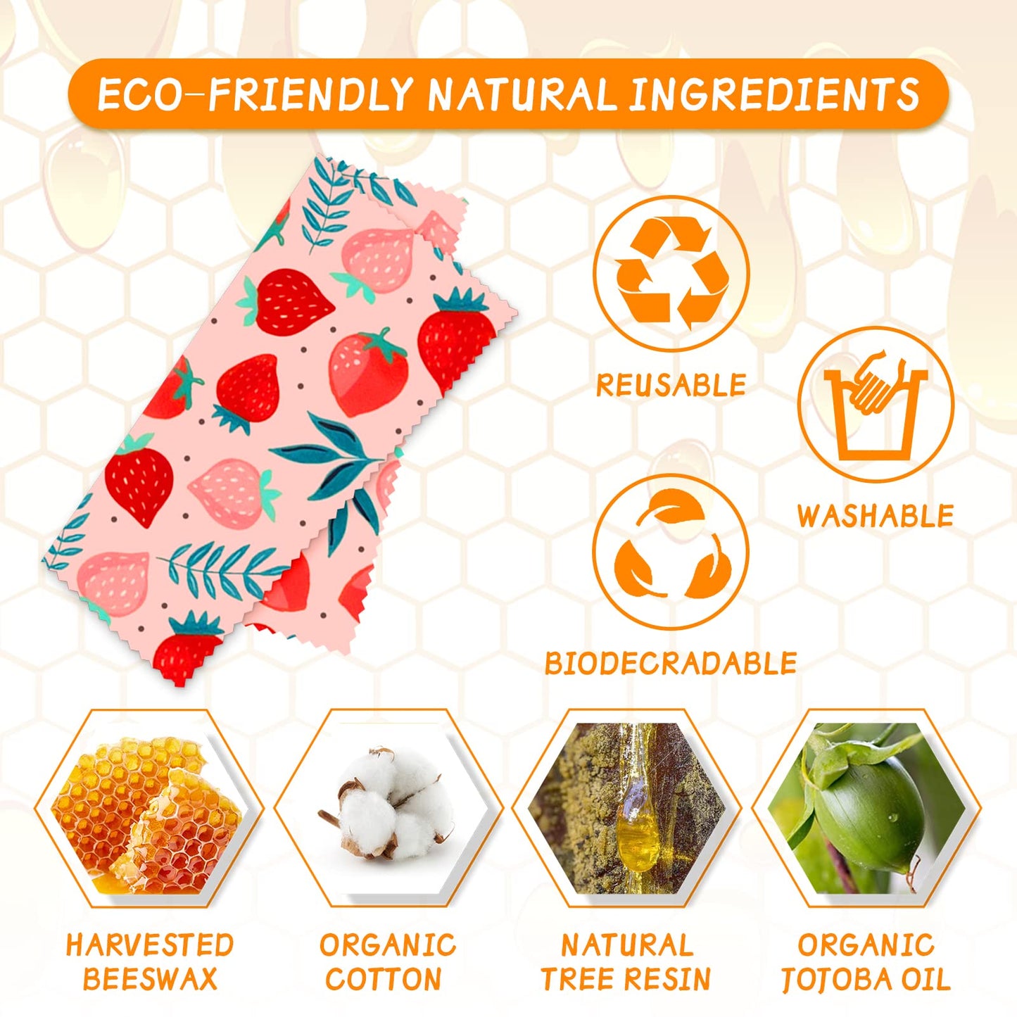 Reusable Beeswax Wraps - Eco-Friendly Food Storage