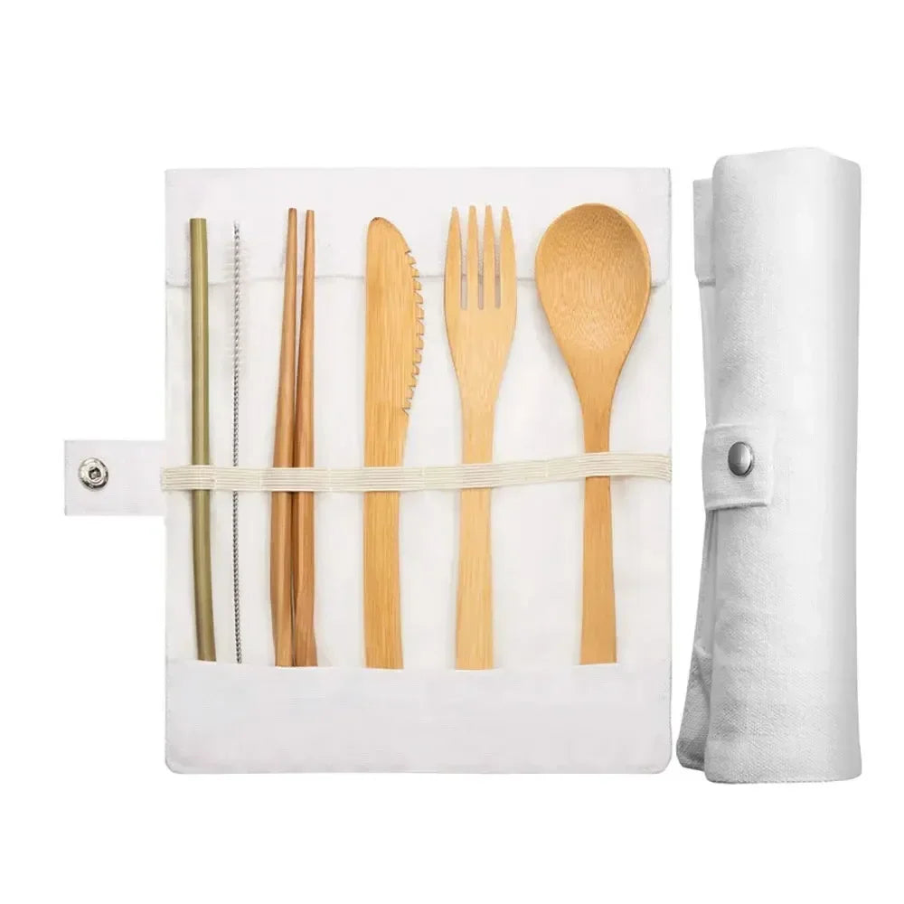 Bamboo Kitchen Utensils: Cutlery Set Eco-Friendly Travel Utensils with Case