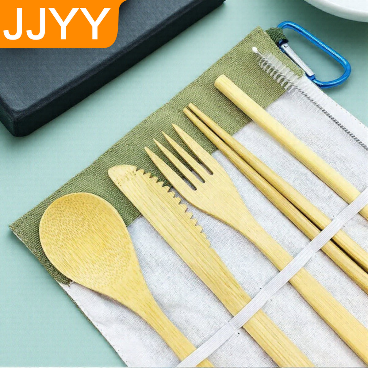 Bamboo Kitchen Utensils: Cutlery Set Eco-Friendly Travel Utensils with Case