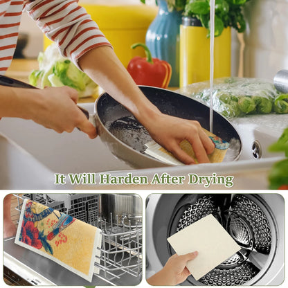Kitchen Cleaning Cloths Dish Towels Cellulose Cotton Cleaning Cloths Absorbent Swedish Rags Soft Reusable Wet Dry Dishcloths