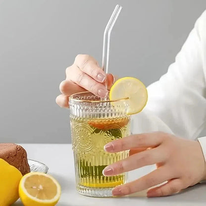 Reusable  Set High Borosilicate Smoothie Cocktails Straw Healthy Eco Friendly Drinking Straw With Cleaning Brush