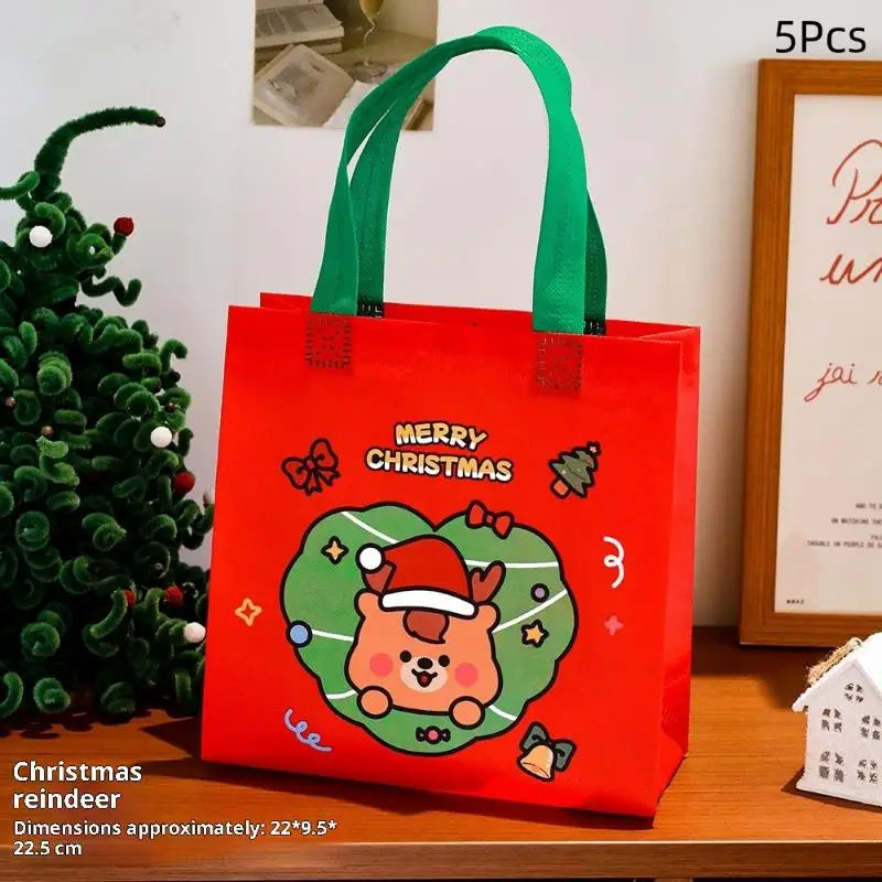 Christmas Tote Bags 5/10Pcs - Eco-Friendly Party Favors
