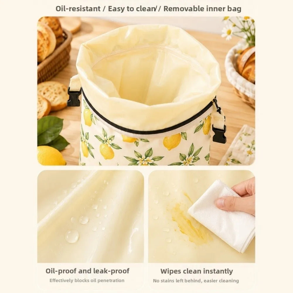 Cotton Beeswax Bread Bags Lock Closure 43x33 Bread Storage Bag Removable Inner Bag Bread Pattern Beeswax Coated Bags Kitchen Use