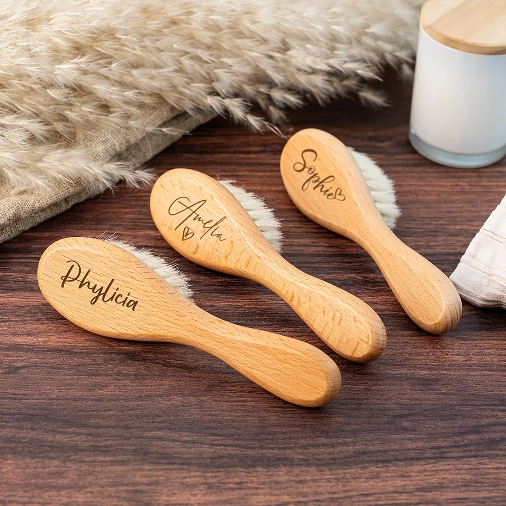 Custom Wooden Baby Hairbrush - Engraved Keepsake Gift