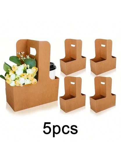 Kraft Paper Flower Bouquet Gift Bags with Handle