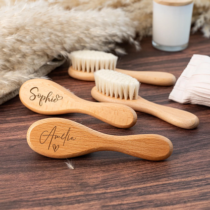 Custom Wooden Baby Hairbrush - Engraved Keepsake Gift