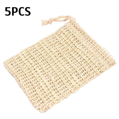 5Pcs Sisal Soap Saver Bag Exfoliating Mesh Pouch Eco Friendly Natural Zero Waste Foaming And Scrubbing Sisal Bag FOR Bathroom