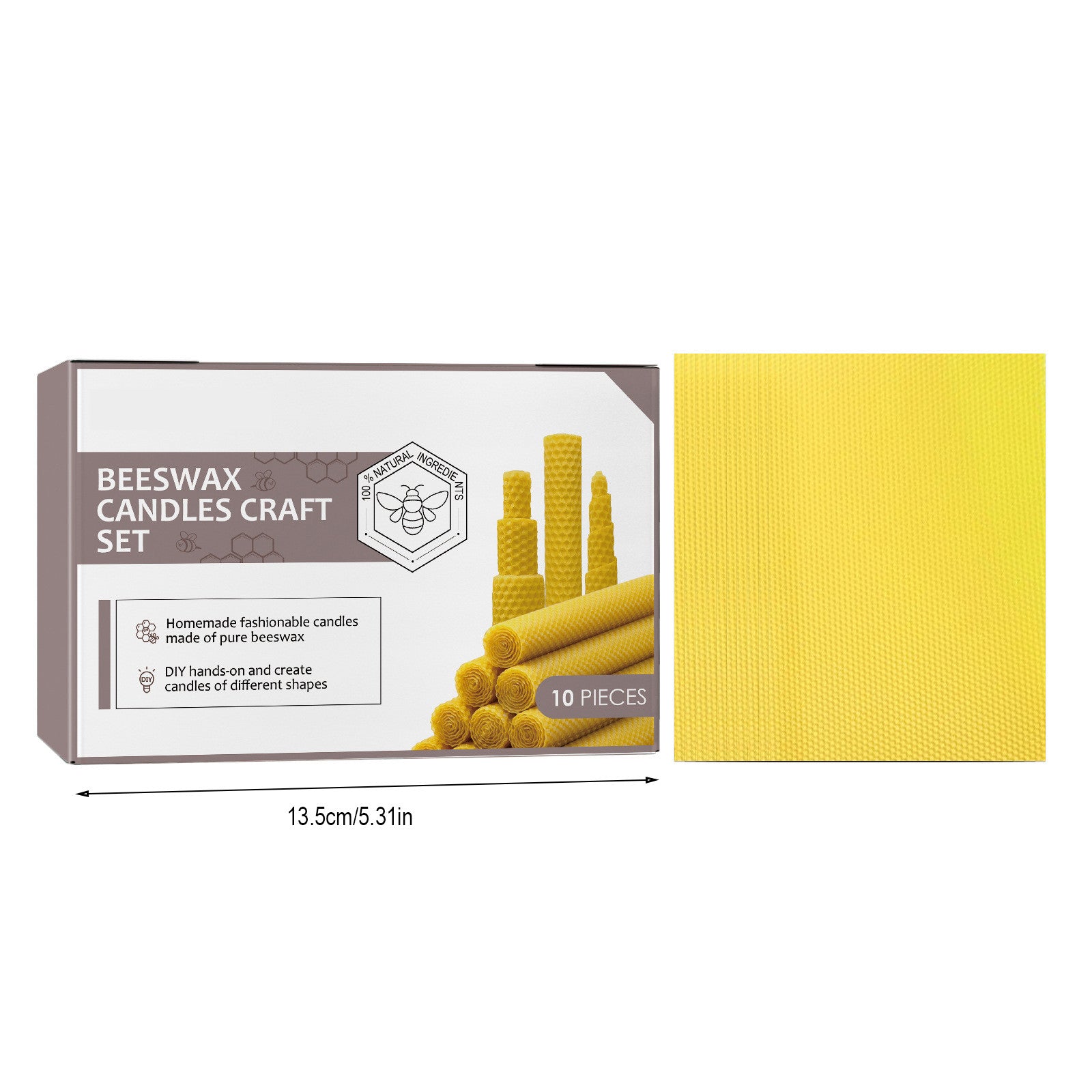 Beeswax Taper Candles 10pcs - Handmade Honeycomb Luxury
