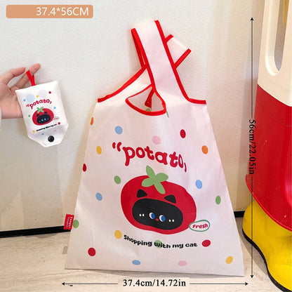 Cute Large Capacity Shopping Bag Supermarket Eco-Friendly Bag Foldable Tote Pouch Easy To Carry Bag Together Cartoon Handbag