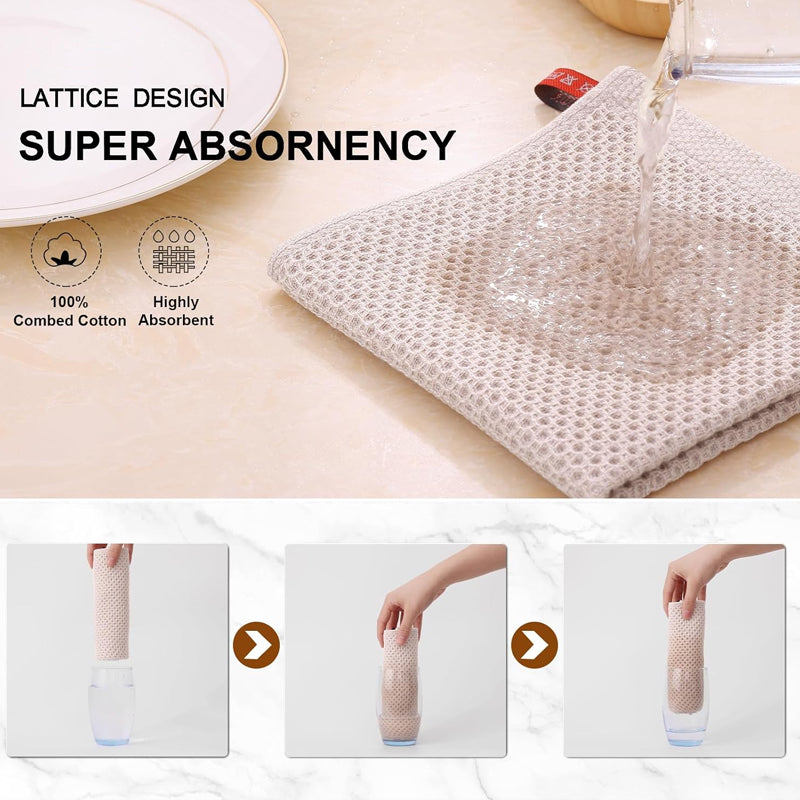 Cotton Honeycomb Dishcloth - Soft, Absorbent, Quick-Dry