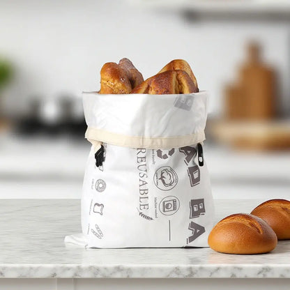 Food Grade Reusable Bread Bags Cotton Cloth with Release Buckle Fresh-Keeping Bread Bags Reusable TPU Lining Bread Storage Bags