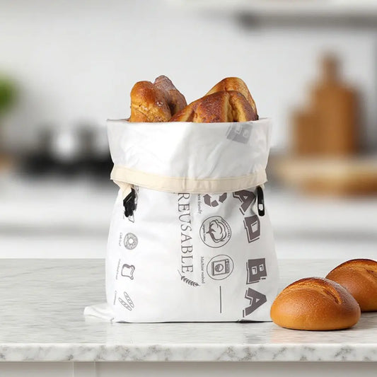 Food Grade Reusable Bread Bags Cotton Cloth with Release Buckle Fresh-Keeping Bread Bags Reusable TPU Lining Bread Storage Bags