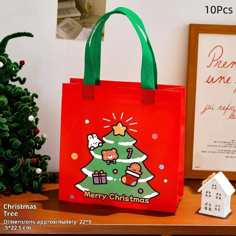 Christmas Tote Bags 5/10Pcs - Eco-Friendly Party Favors