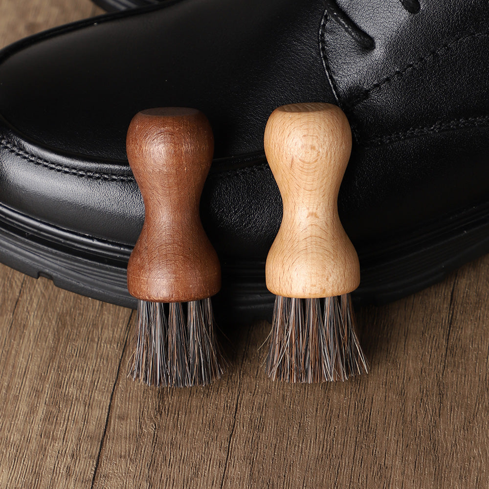 Mini Horse Hair Shoe Brush - Soft Fur Leather Care