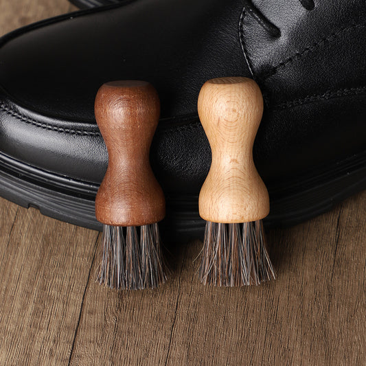 Mini Horse Hair Shoe Brush - Soft Fur Leather Care