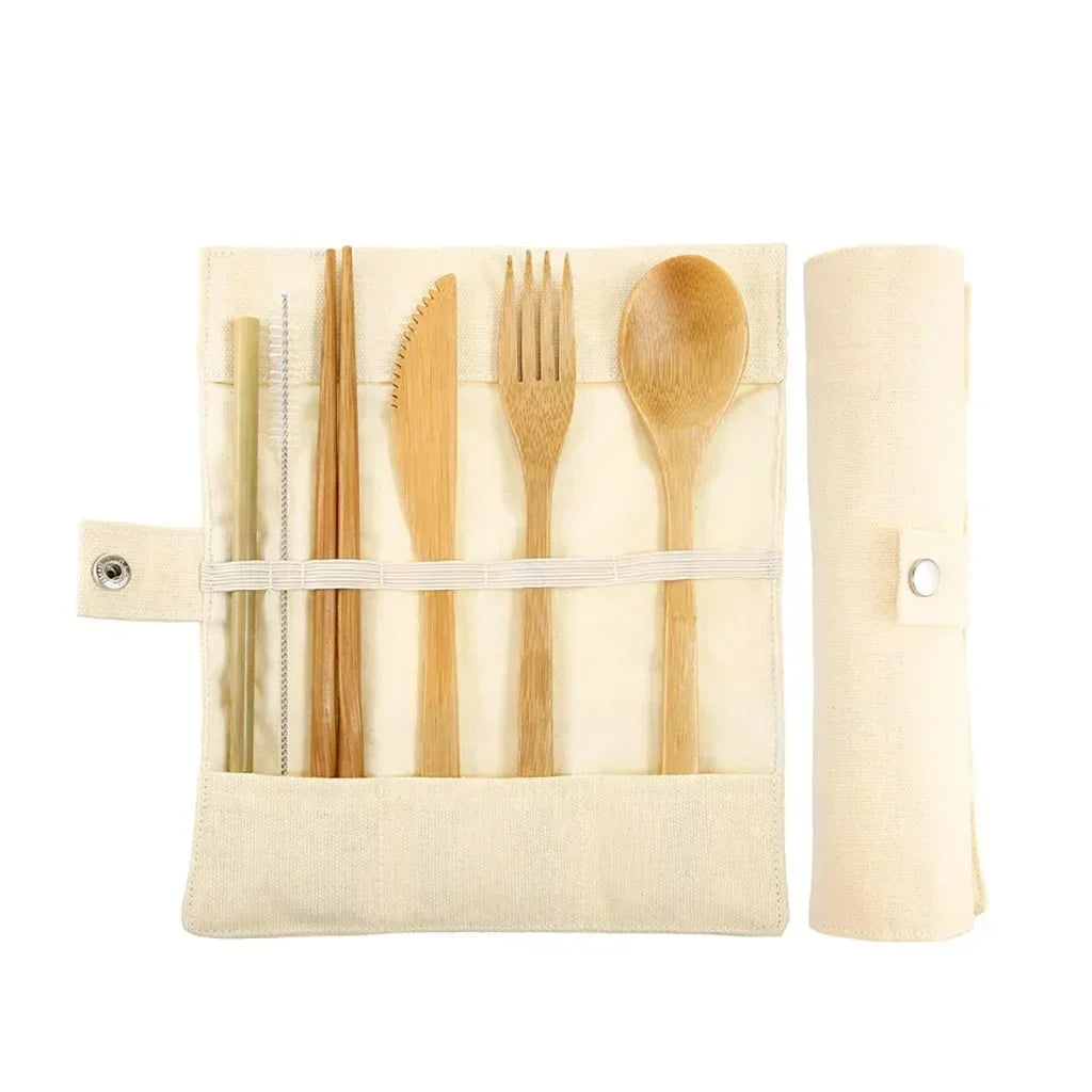 Bamboo Kitchen Utensils: Cutlery Set Eco-Friendly Travel Utensils with Case