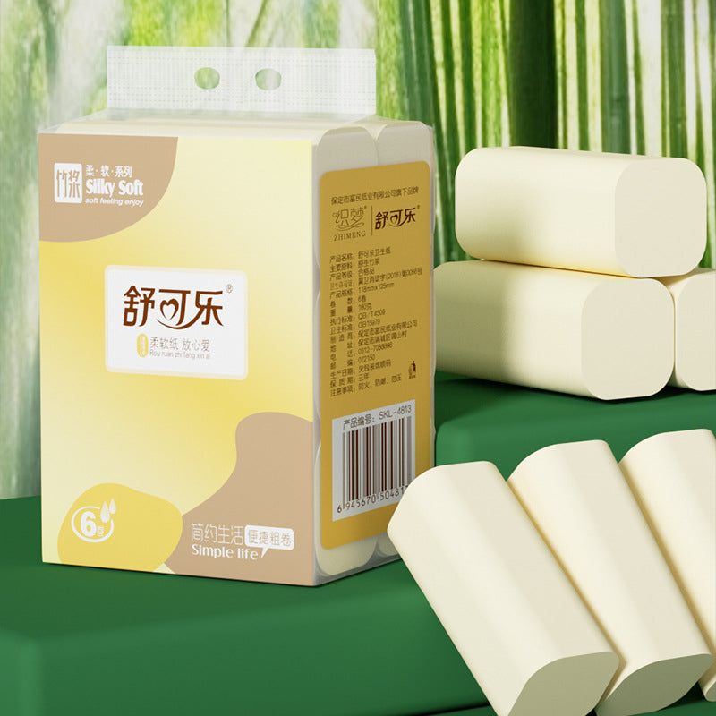 Bamboo Toilet Tissue: Pulp Colored Toilet Paper - 6/12 Rolls, No Core