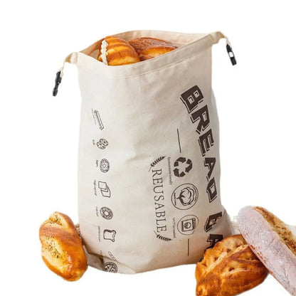 Food Grade Reusable Bread Bags Cotton Cloth with Release Buckle Fresh-Keeping Bread Bags Reusable TPU Lining Bread Storage Bags